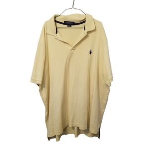 US Polo  Mens Luxury Pique Polo Shirt 2XLYellow Short Sleeve Embroidered Logo